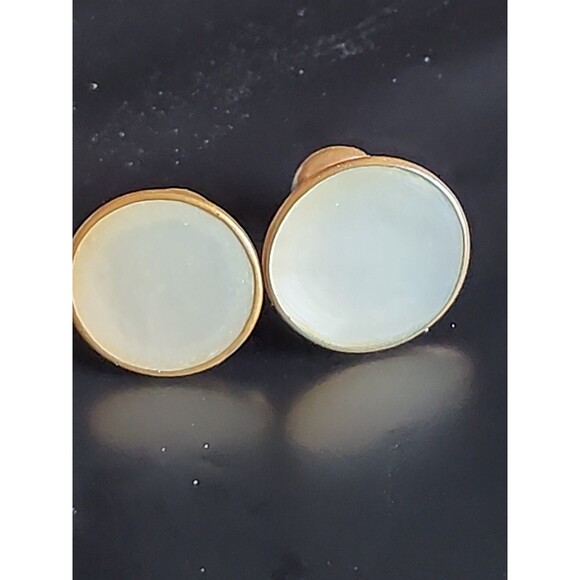 Vintage Tuxedo Stud Set – Brass w/ Mother of Pearl Inlay Mid-Century Formal - Picture 5 of 5